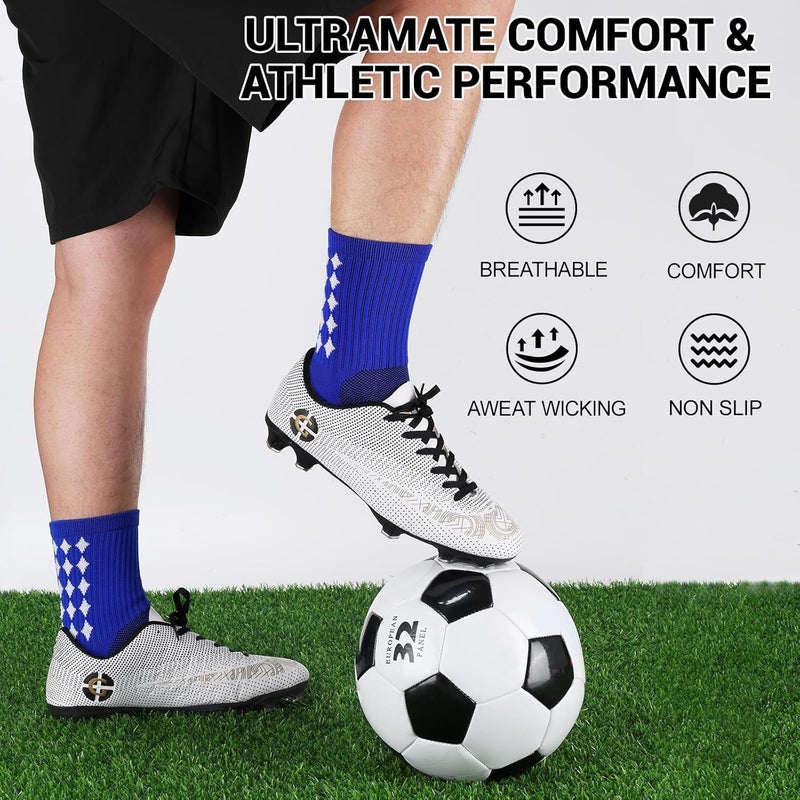 Ultrafun 5 Pairs Mens Grip Soccer Socks Non Slip Cushioned Crew Football Sports Socks - Image 5